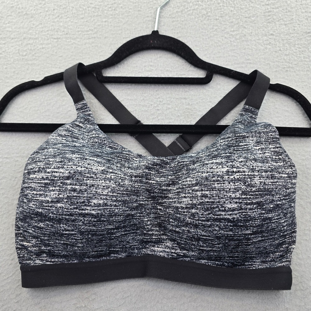 Victoria Sport Perforated Sports Bra Womens 34DD Heather Gray Abstract Print